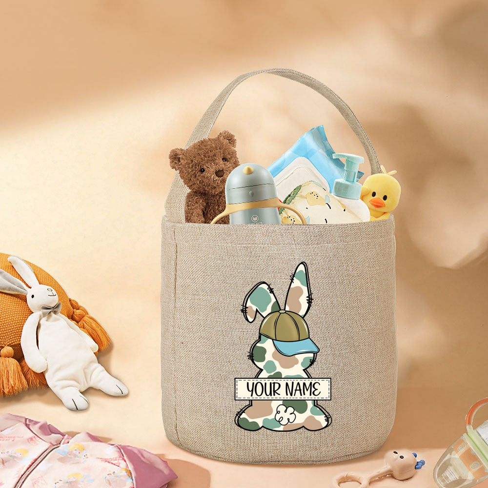 TEMU Gift For Her/him Personalized Rabbit Bucket Bag - Custom Name/number Large Capacity Gift Bag With Cute Rabbit Ears & Tail Design, Storage Bag