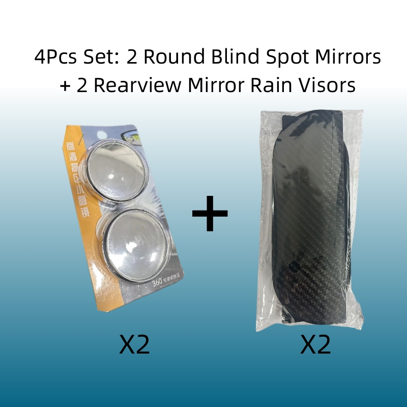 TEMU 4pcs Set: (2pcs Small Round Blind Spot Mirrors And 2pcs Rearview Mirrors With Visors). 360° Panoramic Wide-angle Rearview Blind Spot Mirrors,