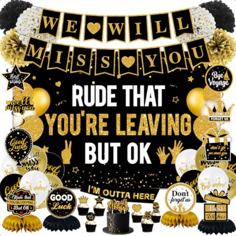 Rude That You're Leaving But Okay Banner, Retirement Party Decorations