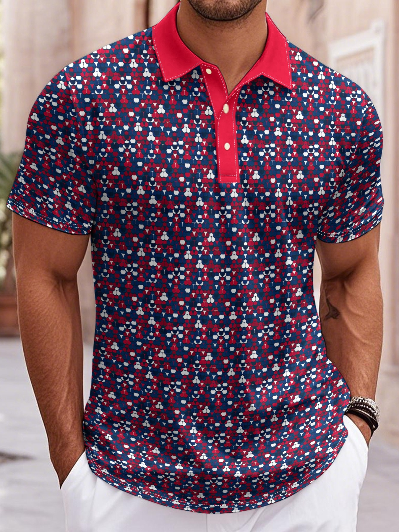 2 flat printing mens golf short sleeve moisture wicking fun all   pattern casual lapel   shirt comfortable and breathable suitable for summer wear printed design not textured