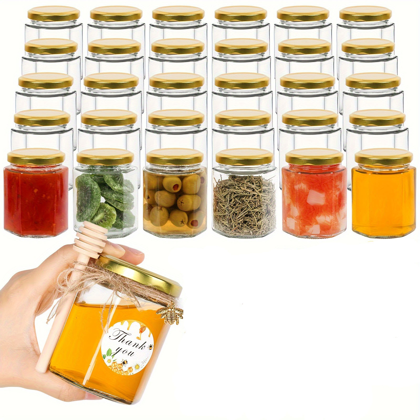 TEMU 48pcs 180ml Small Canning Jars Honey Jars, Small Glass Jars With Lids, Wedding Favors, Party Favors