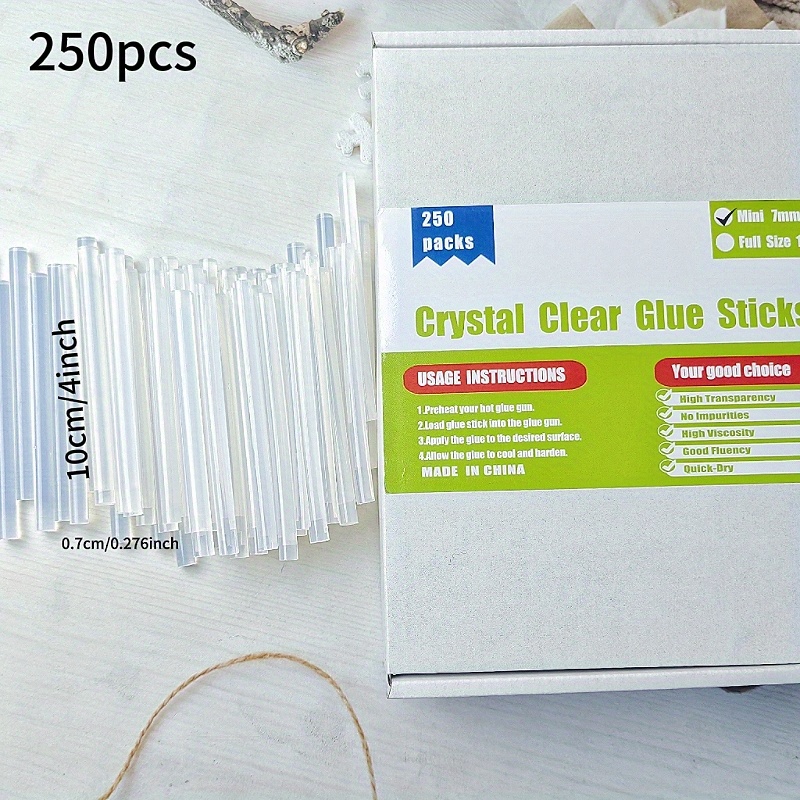 Image of 250pcs Glue Sticks - 1kg/2.2 Lbs, High , Odorless, Low Wire Drawing, 7x4 Inches, Transparent & Flexible For Precise Crafting & Diy Projects, Hot Glue Sticks