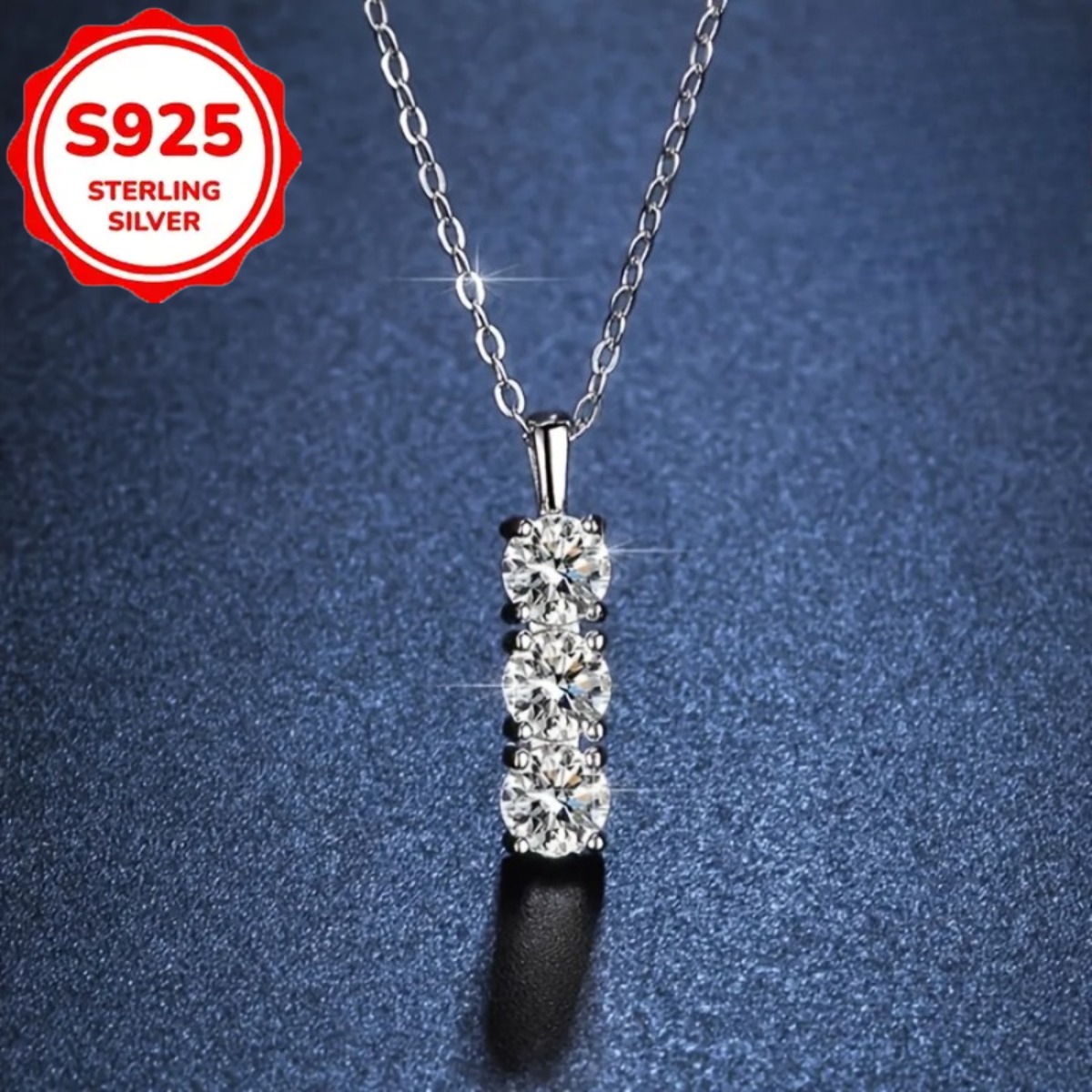 TEMU Collier en argent sterling S925, trois pendentifs verticaux en synthétique, étincelant, ajouts sexy, un cadeau à offrir à amies