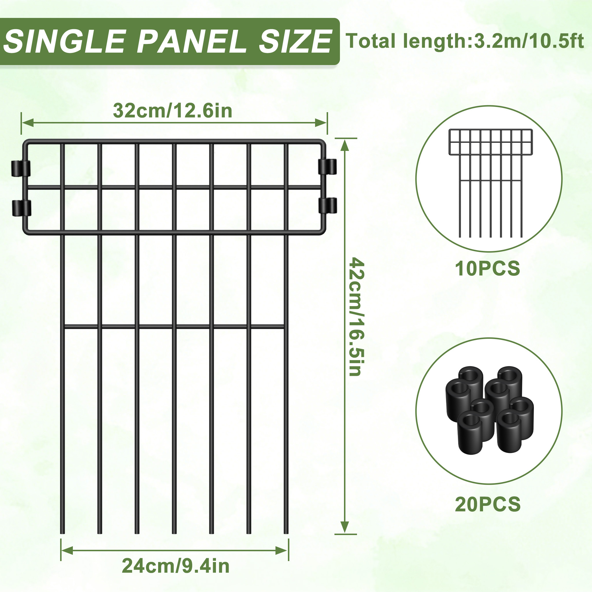 Image of [3d] Metal Decorative Fence Panels, Outdoor Garden Border Edging & Small Animal Enclosure, Decorative Barrier For Rabbits & Puppies, Patio & Lawn Ornamental Fencing