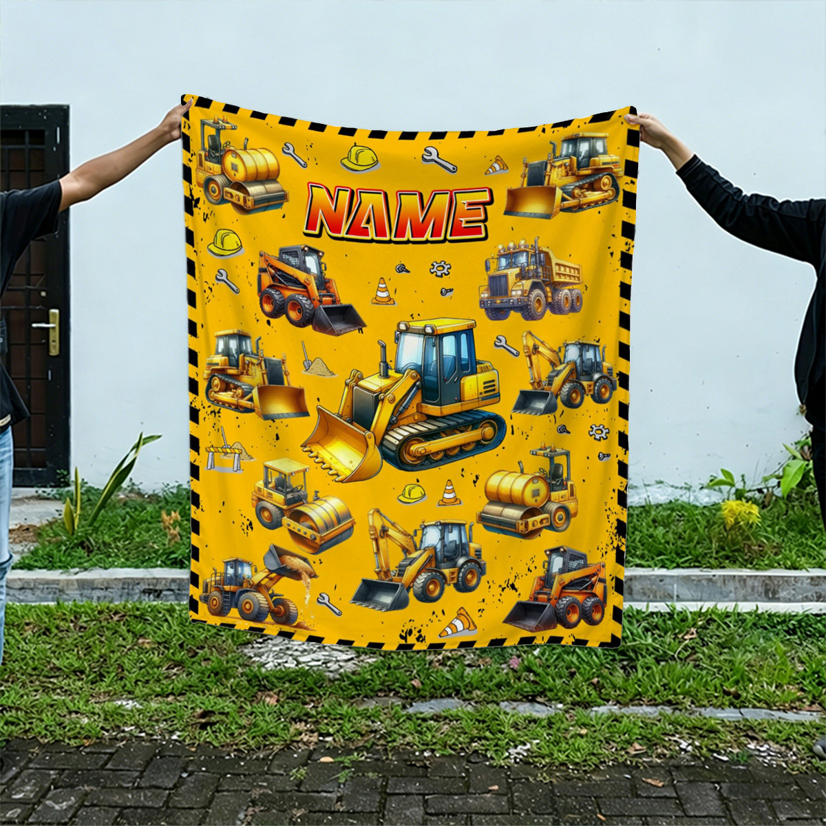 Customizable Name Engineering Vehicle Fleece Blanket