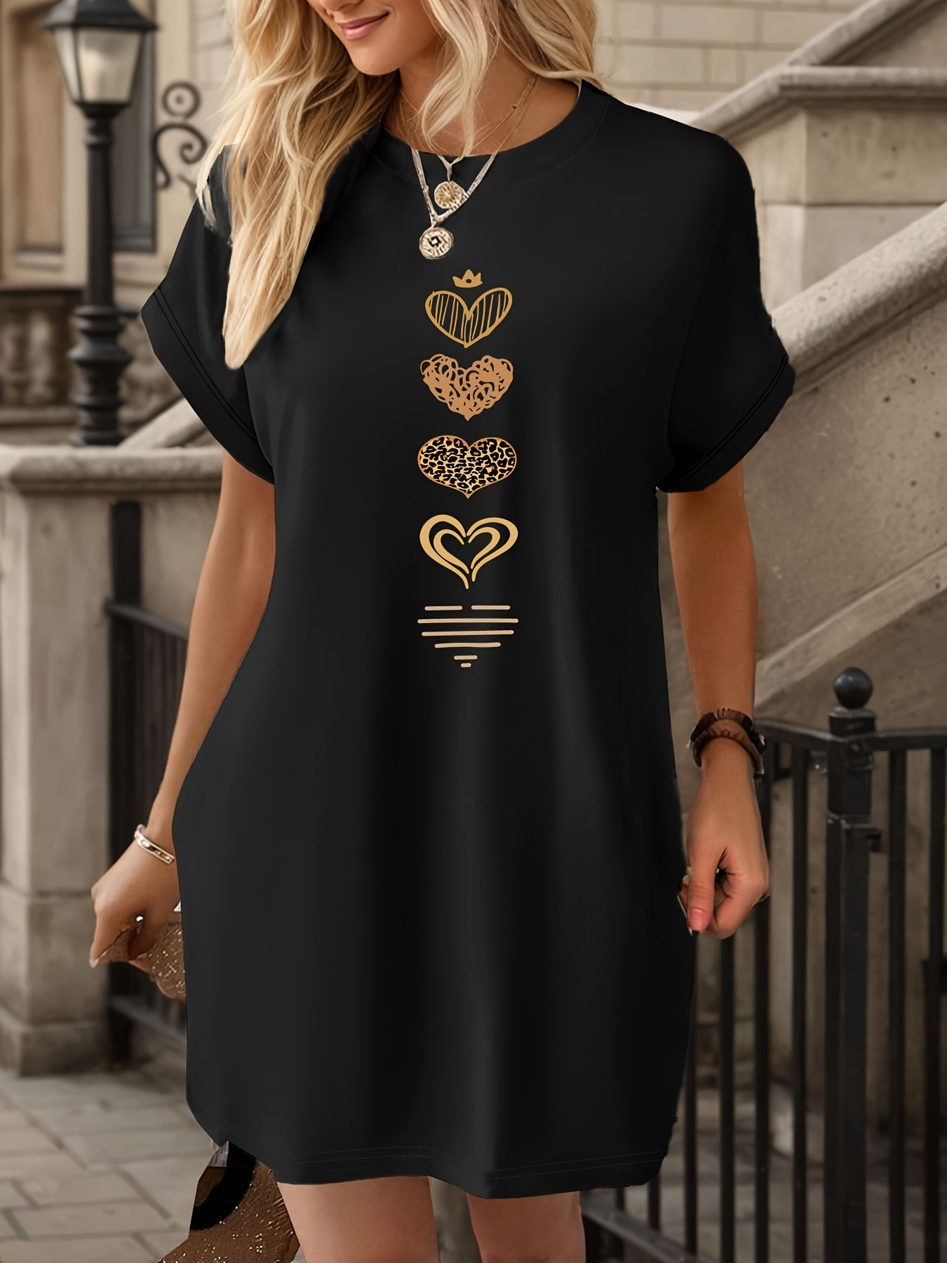 black t shirt dress women sold on Temu United States