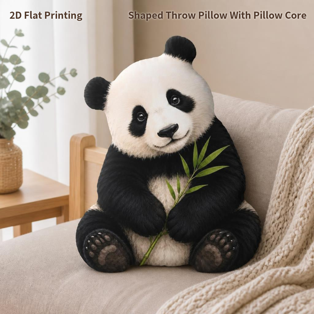 TEMU 1pc Enorme Panda Bambou Animal Créature Mignonne Impression Plate 2D Coussin Decoratif pour Cadeau Chambre Canapé Décoration de Fête