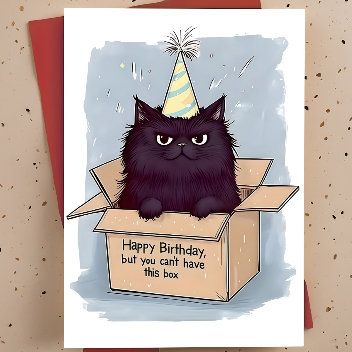 TEMU 1 Creative Birthday Card With An Envelope Featuring A Black Cat Peeking Out, Saying, 'happy Birthday, But The Box Is ' - A Funny That Appeals To
