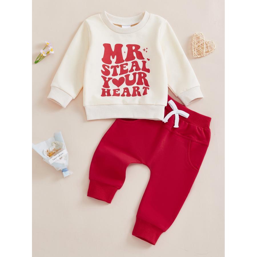 

Baby Outfit Letter Print Long Sleeve Sweatshirt And Pants 2pcs Clothes For Toddler, For Outdoor