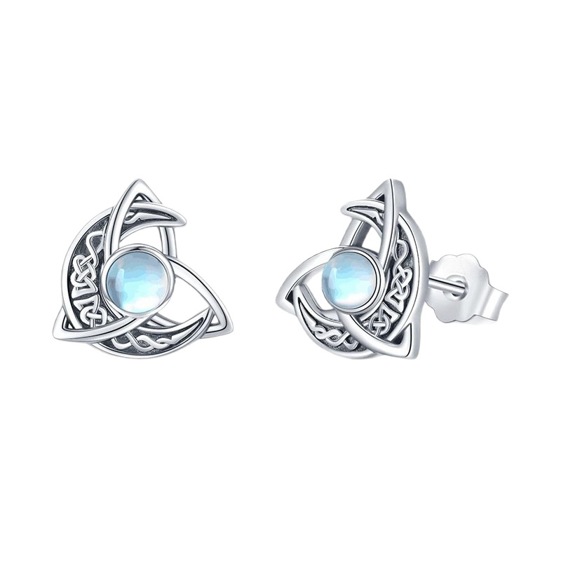 E-shop 2er-Set Mondstein Ohrstecker Damen Mond Retro Mode Ohrschmuck Geeignet für den täglichen Gebrauch Valentinstagsgeschenk, Date, Hochzeit,
