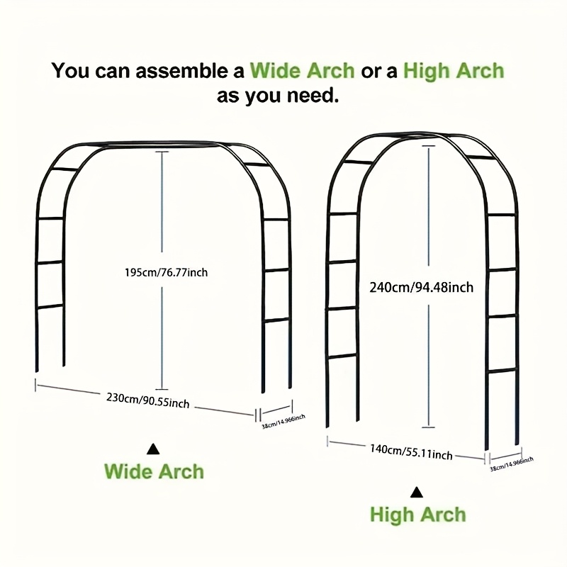 TEMU 1 Set de Kit de de Jardín de Acero Resistente (Tamaño 2.4*1.8 Metros) - Estructura Metálica Negra para Exteriores, Ideal para Plantas Trepadoras