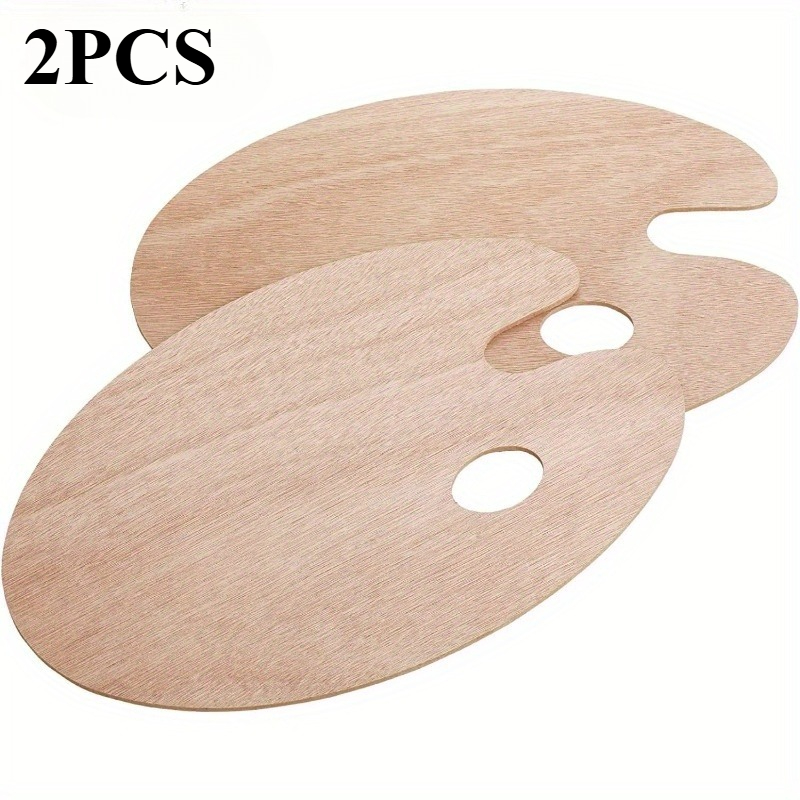 TEMU 2pcs Set Wooden Paint Palette - Suitable For Acrylic, Oil, And Watercolor Mixing - Large Capacity Painting Palette, Multi-functional, Ideal For