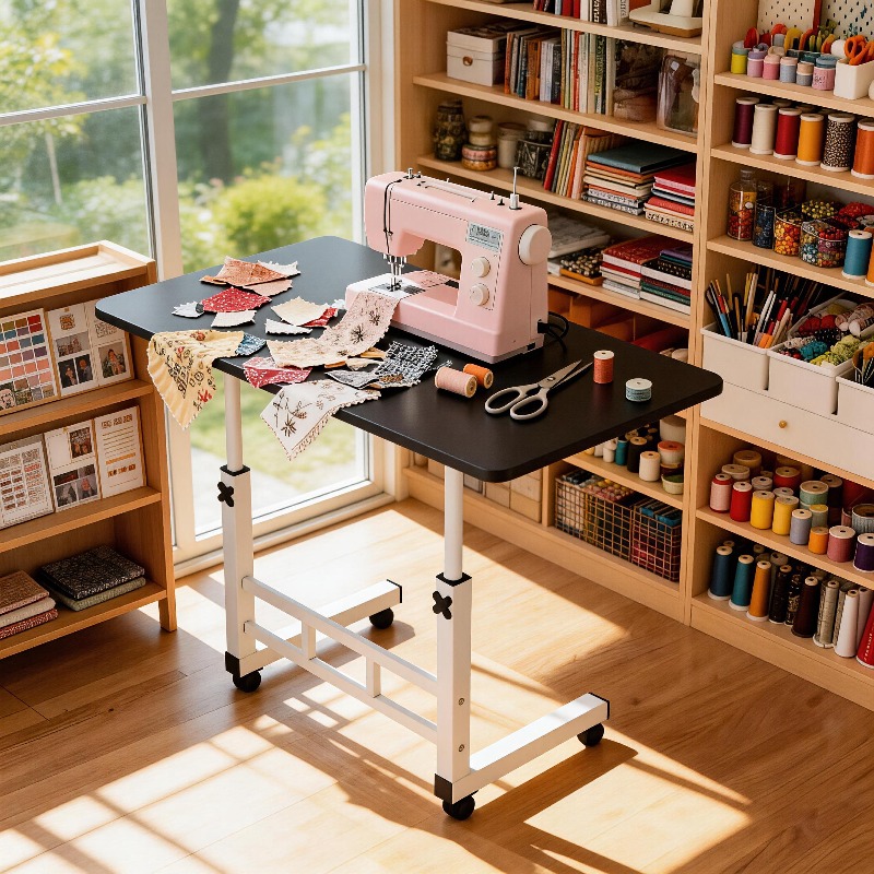 60x40 adjustable height mobile table with wheels portable multi purpose table   table with lockable wheels for crafting and art supplies artwork storage suitable for artists crafts and sewing supplies ideal as a gift for family