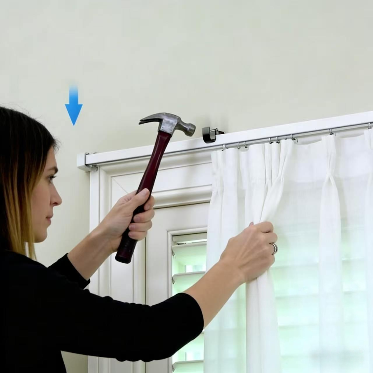 TEMU 4pcs No-drill Curtain Rod Brackets, Adjustable Curtain Rod , , Wall-mounted Design, Strong Load-bearing, Suitable For Living Room, Bedroom And