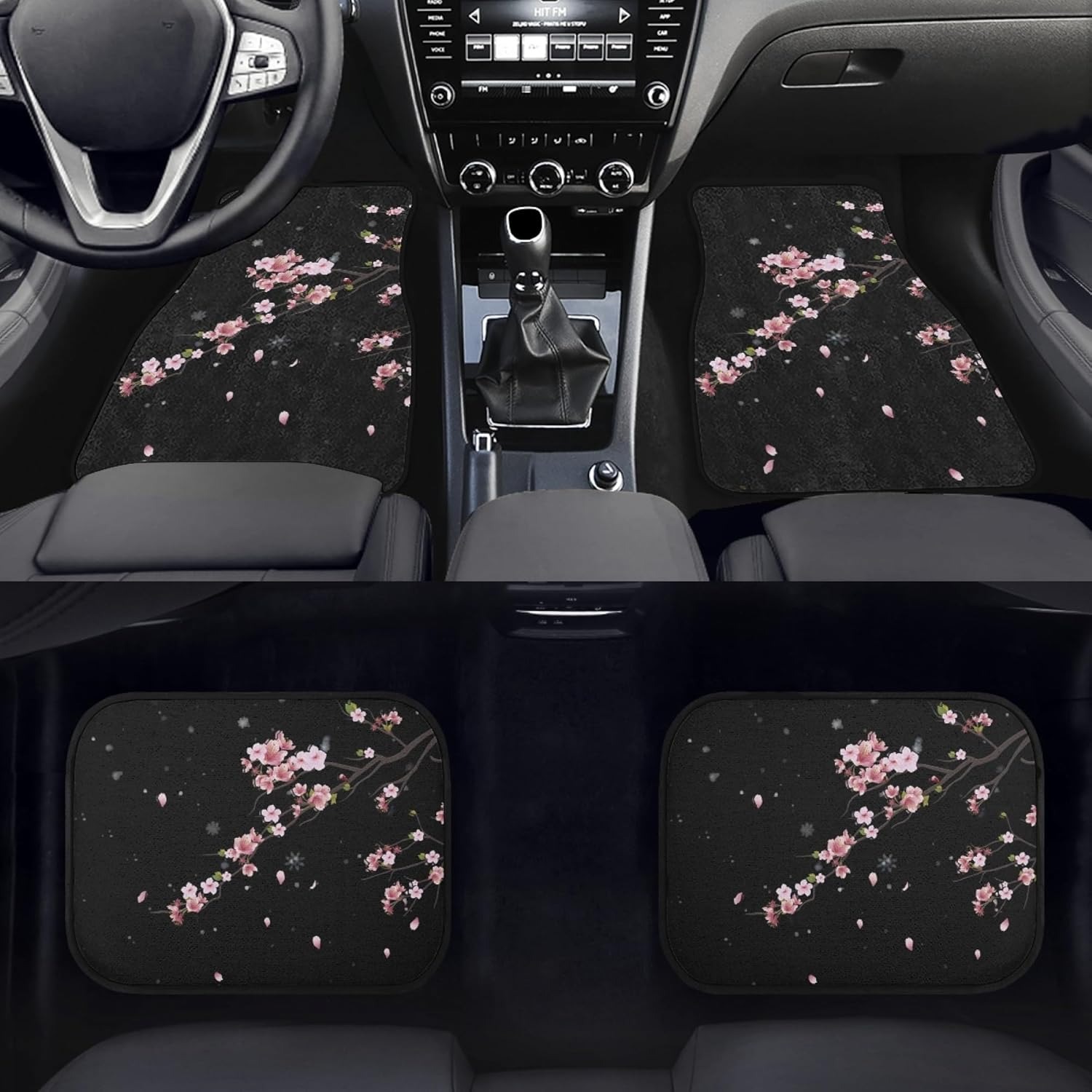 TEMU 4pcs Japanese-style Cherry Design Car Floor Mats, Durable And Easy To Clean, Suitable For Most Sedan, Suv, And Rv Models, Gift, For