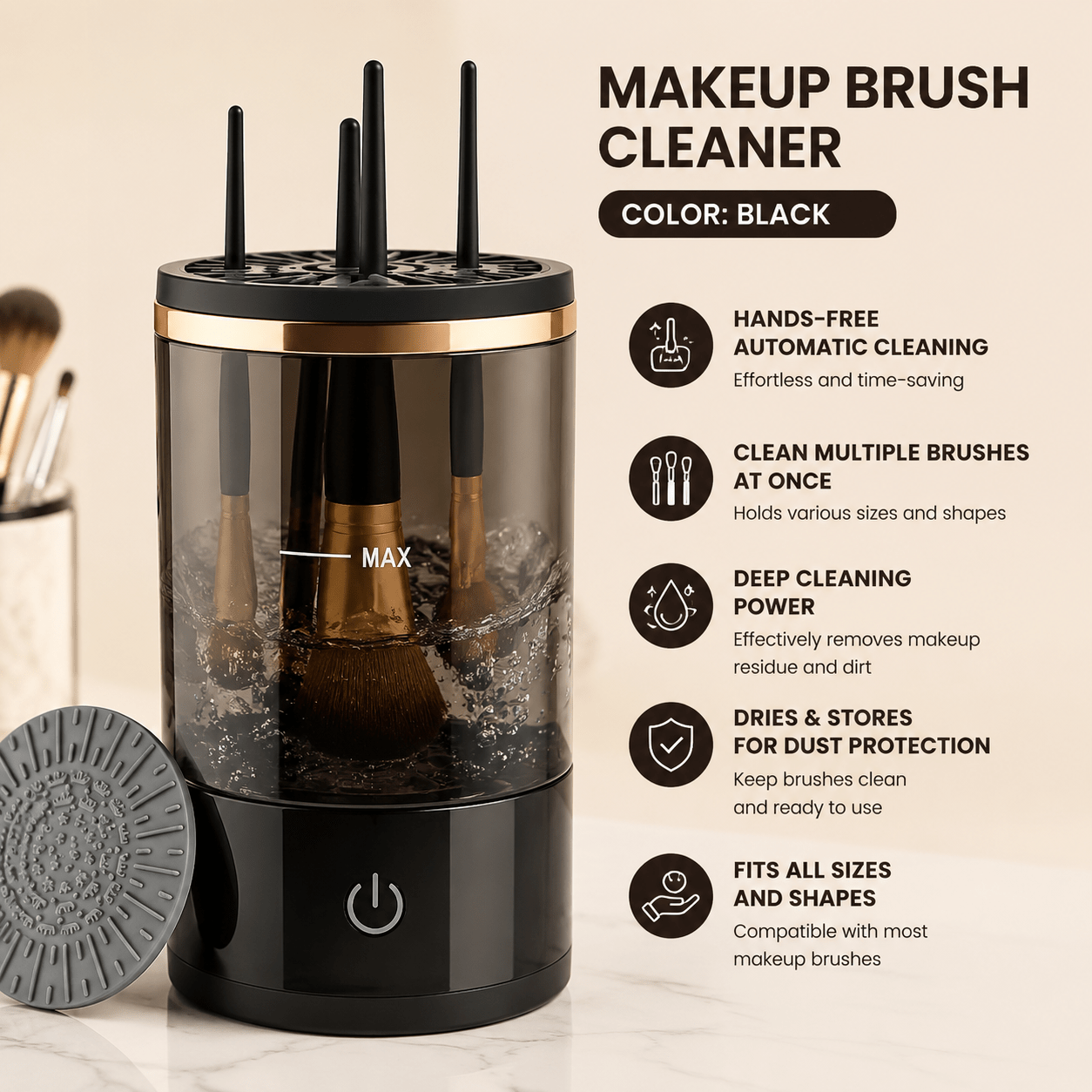 TEMU Makeup Brush Cleaner--free Electric Cleaning Brush For Beauty Tools-fully Automatic Makeup Brush Washer With A Transparent, Design; 7, 000 Rpm
