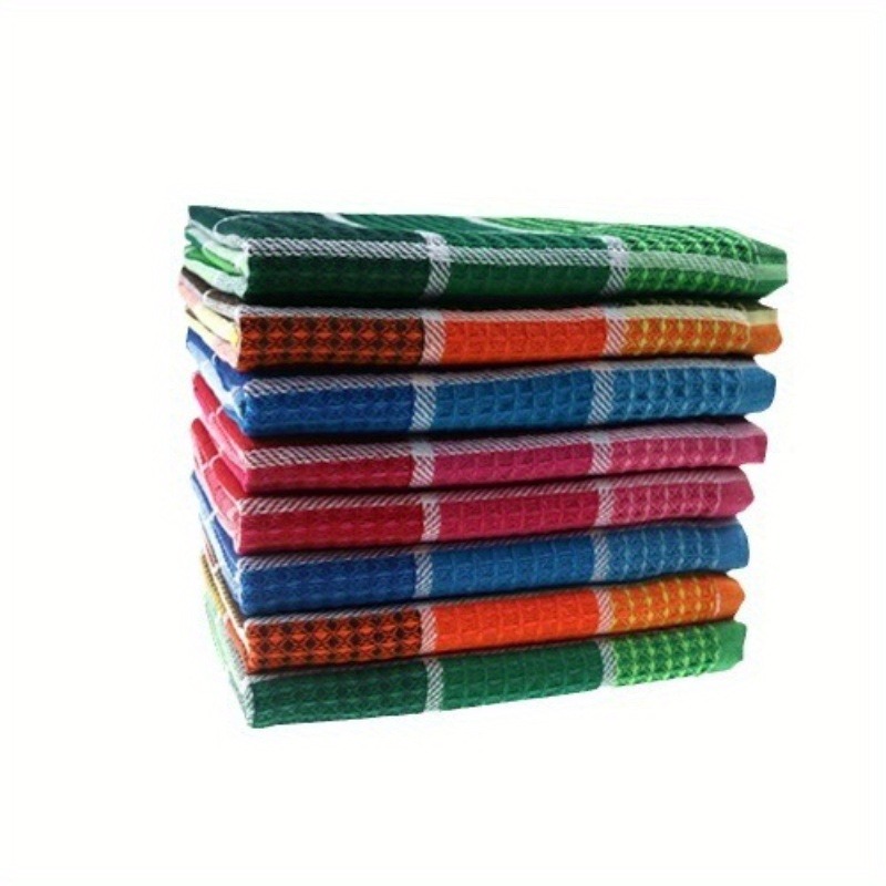 TEMU 6pcs Fast-drying Kitchen Towels Set - Super Absorbent Dishcloths For Dishes & Cleaning, Modern With Color Collision Design Checkered Pattern,