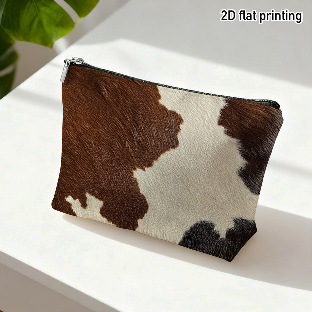 TEMU Neceser 2D 1 pieza con Estampado de Vaca, Marrón y con Manchas, para Almacenamiento Diario de Maquillaje, de , Regalo Temático Divertido, para a