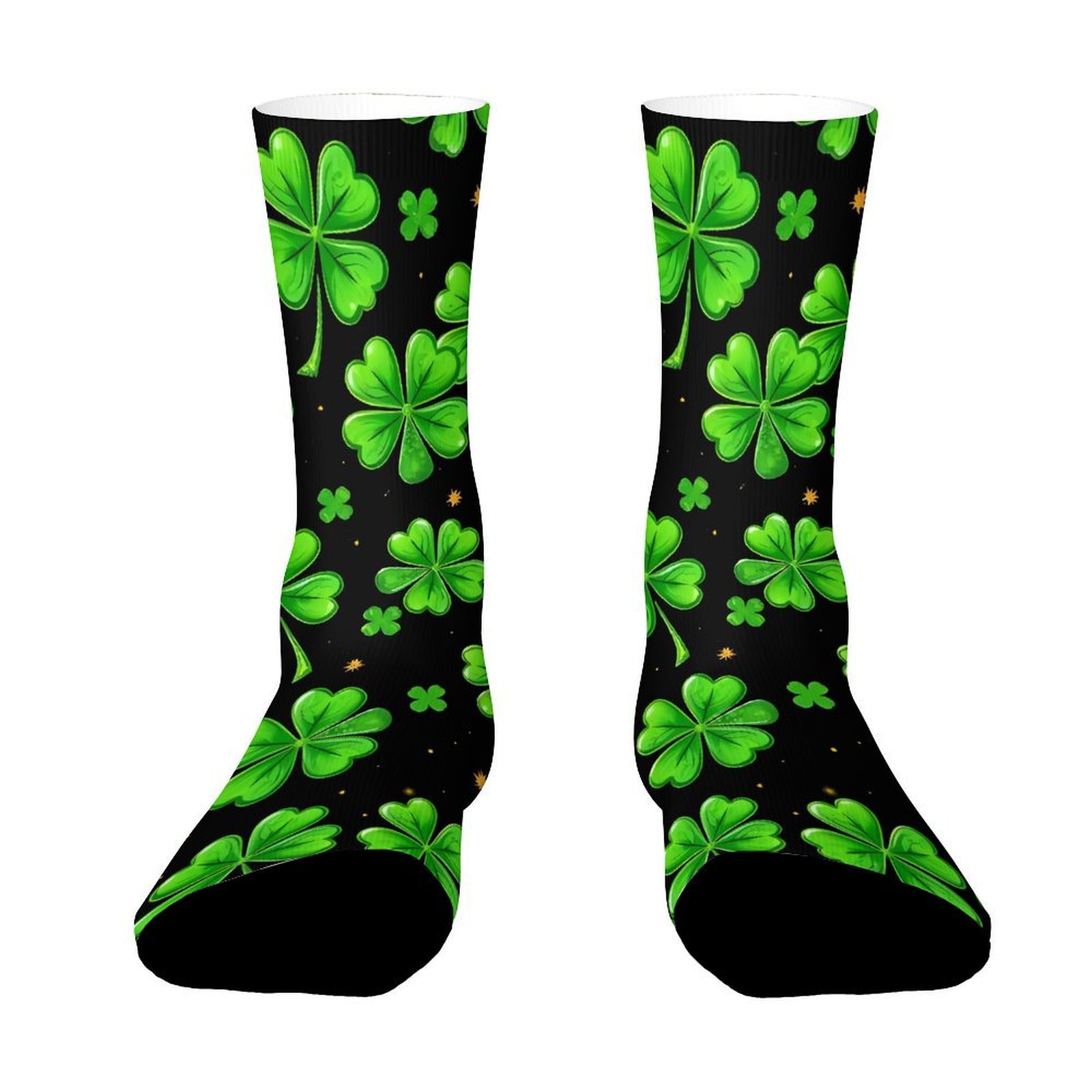 TEMU A Pair Of Unisex Outdoor Socks, Mid-calf Length With 's Day Clover Pattern Print, Machine Washable, Suitable For Outdoor Sports Enthusiasts,
