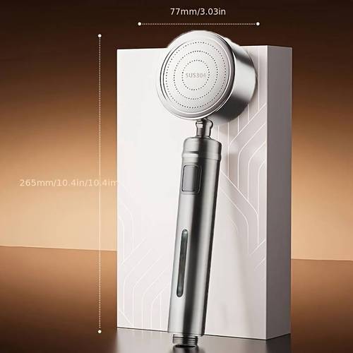 360 rotatable adjustable stainless steel shower head with filter bathtub and shower system water saving pressure mounted round bathroom shower head durable brushed no electricity required high quality