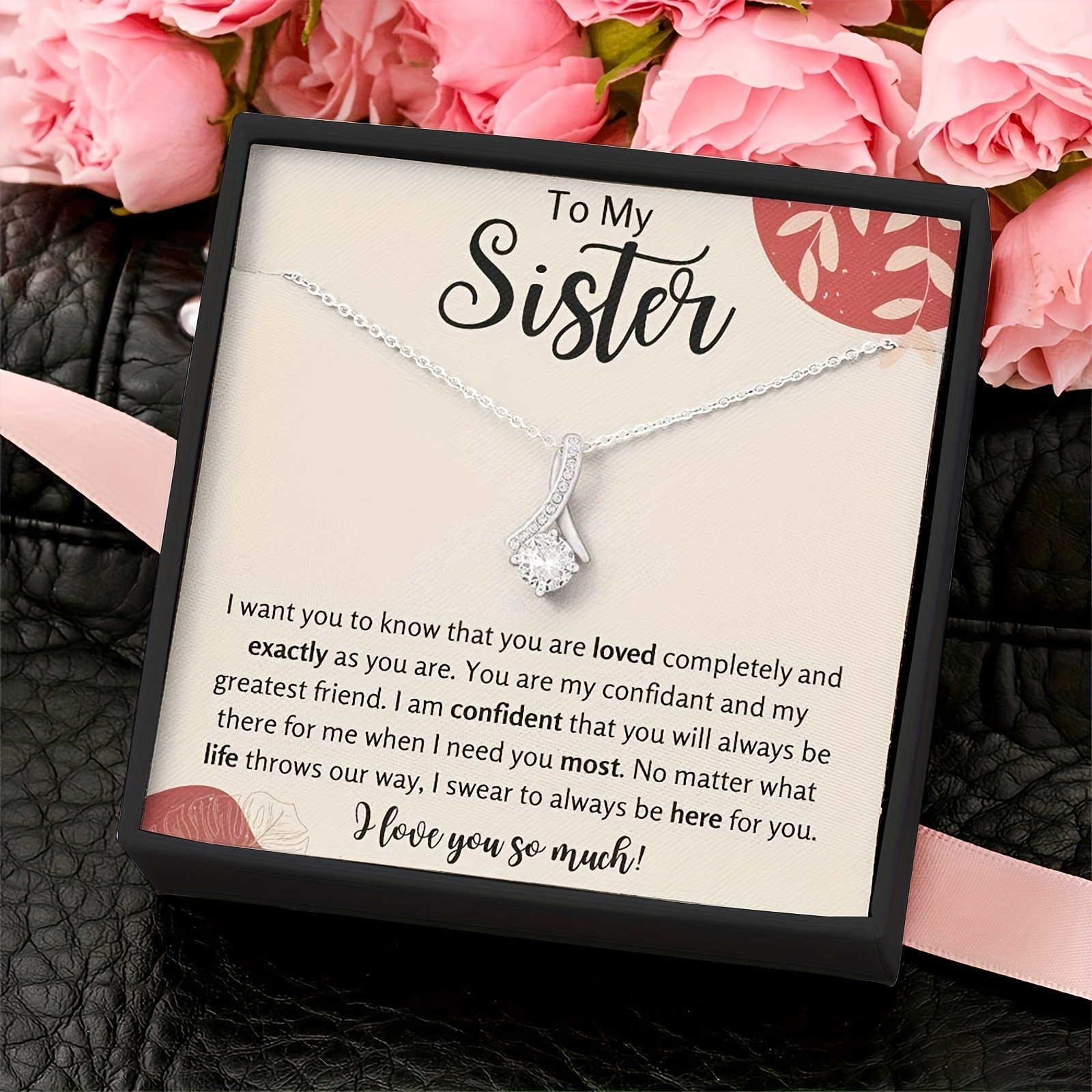 TEMU Gift Box Necklace For Sister, Christmas Gift, Birthday Gift, Necklace Jewelry Gift, Includes Message Card And Gift Box, Winter And New Year