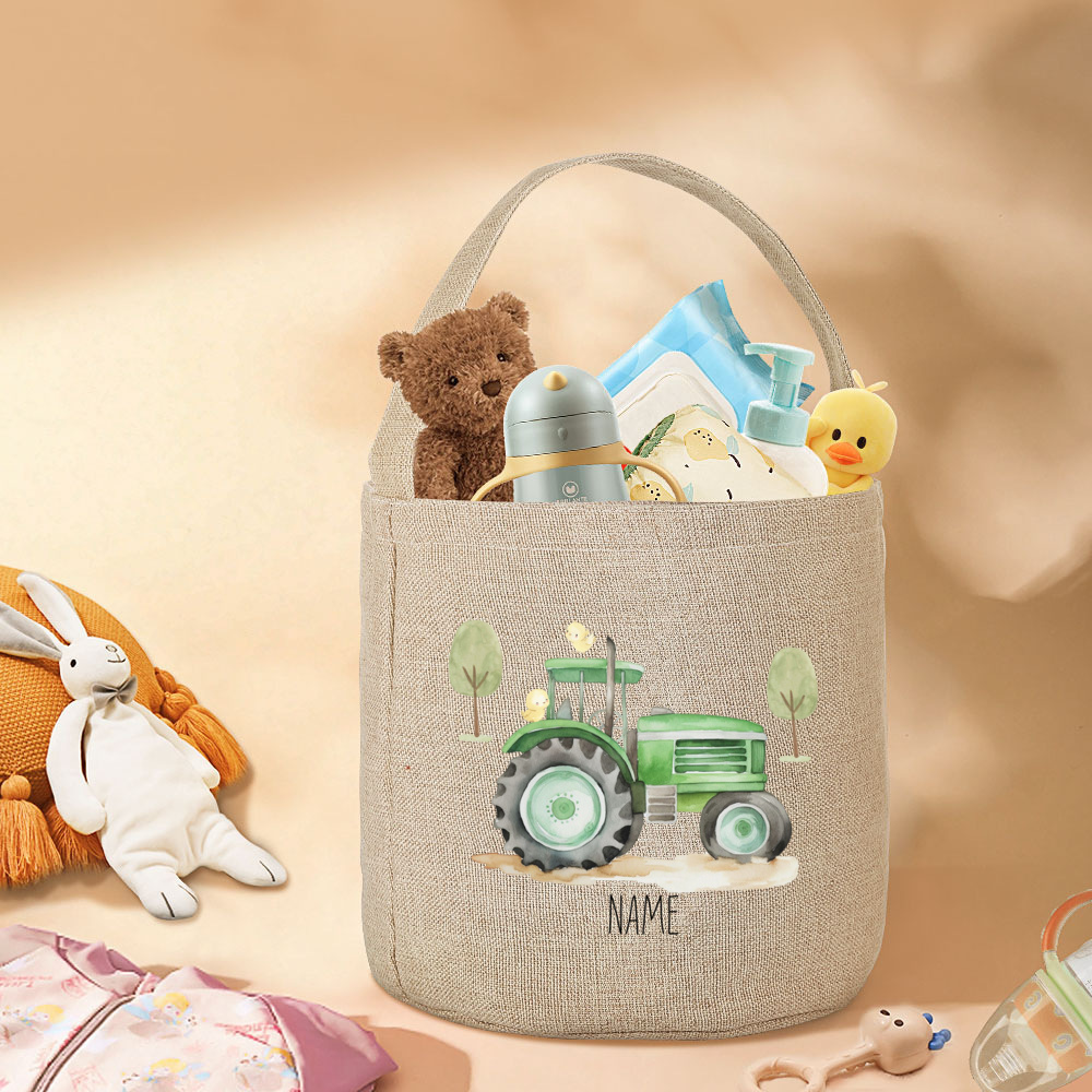 TEMU 1 Personalized Tractor-patterned Storage Basket, Customizable Storage And Decoration Basket, Birthday Gift, Easter Gift, Shelf Baskets