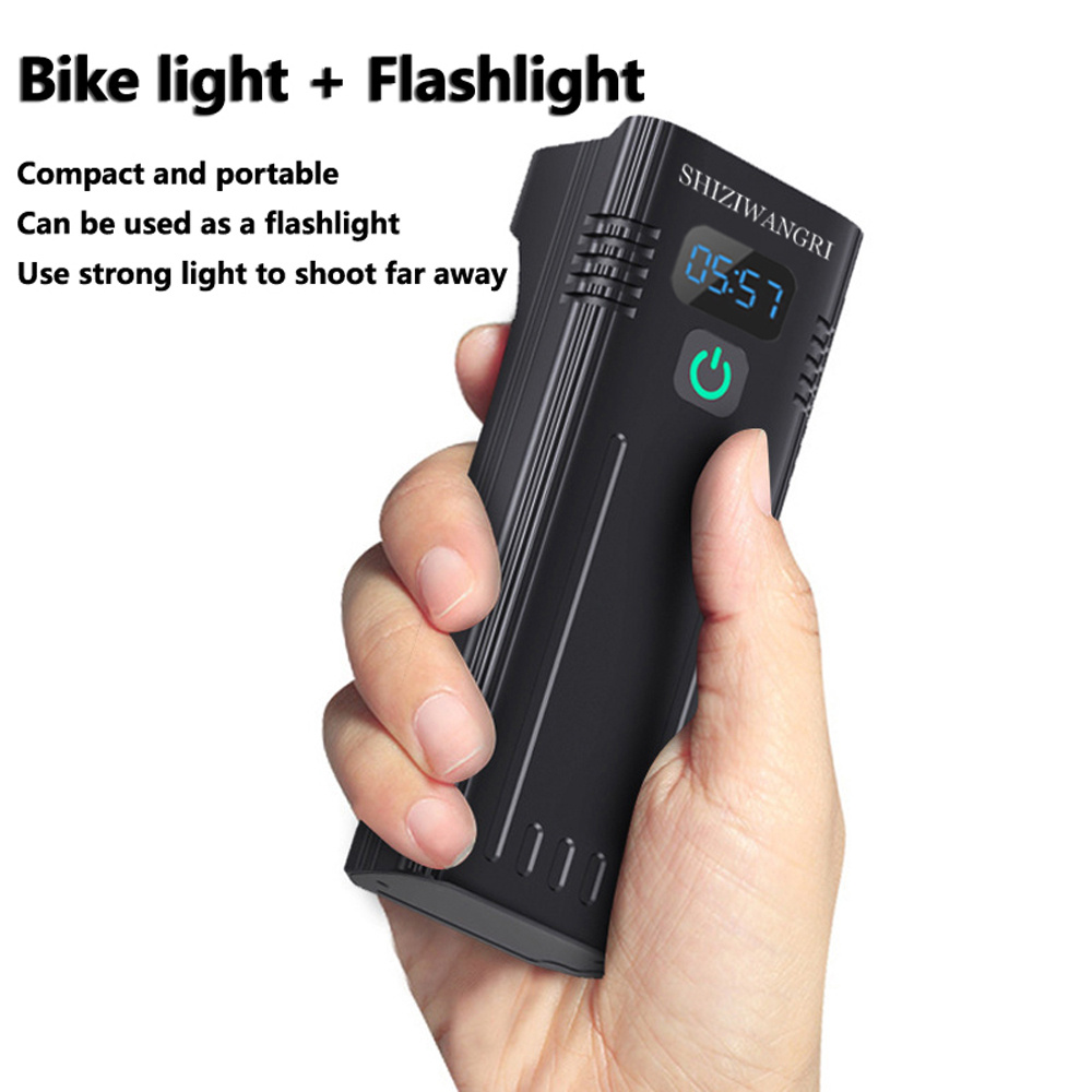 SHIZIWANGRI 10000mAh Fietsverlichting USB Oplaadbaar 5 Lichtmodi 8*LED Highlight Bergweg Fiets Voorlicht Lamp Vermogensdisplay Fietslamp Zaklamp Aluminiumlegering Fietsaccessoires