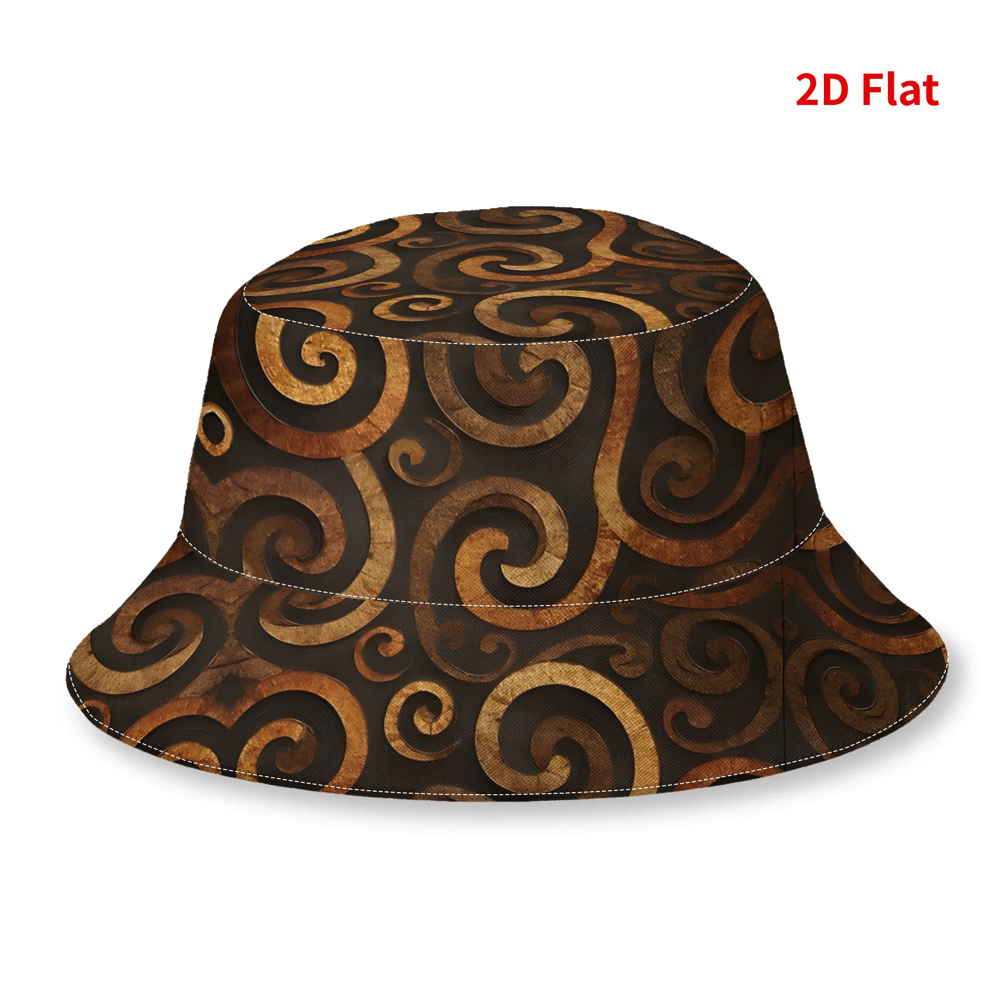 TEMU 2d Print Design New Zealand Maori Paua Koru Iii Fashionable Bucket Hat, Vintage Pattern With Breathable Fabric, Lightweight , Suitable For