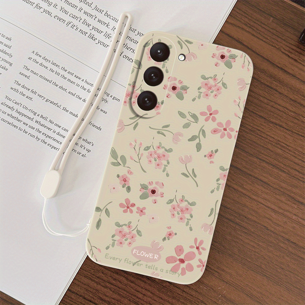 TEMU Delicate Small Flowers Of Early + Tpu Hand Strap Phone Case For S25+/s24 Ultra/s23 Plus/s23/s22+/s21/s20 Fe/note 20 Ultra/10 Plus