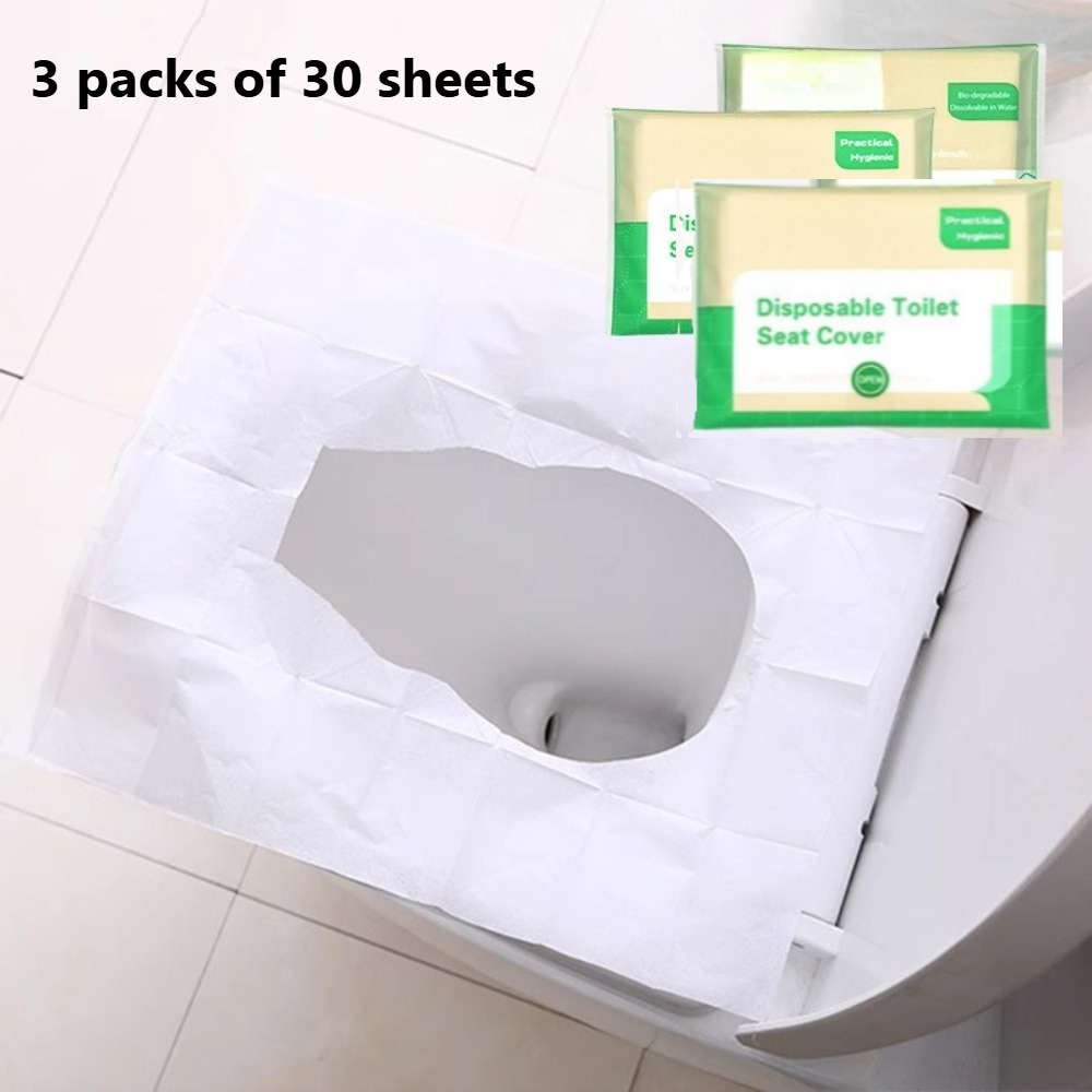 TEMU 3 Paquetes de 30 Hojas de Cubiertas Desechables para Asiento de Inodoro - Suavidad Media, Higiénicas y Portátiles para Viajes, Hoteles, Baños