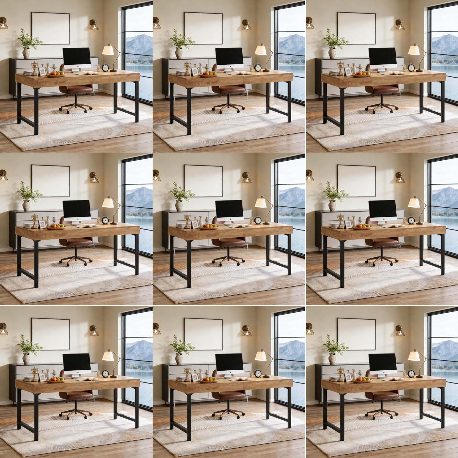 55-inch Rustic Wood & Metal Industrial | Heavy-duty Reinforced Legs, Large Office Computer Desk, Workstation, For Home Essential For Home Office & Business, Study Writing Table, Byblight