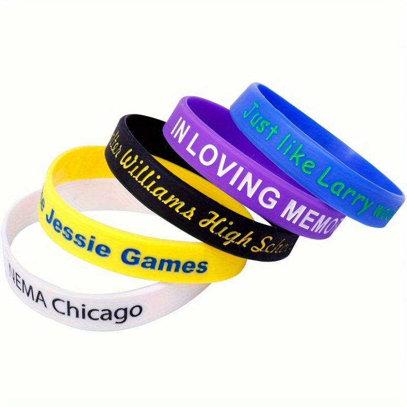 Personalized Women's Silicone Bracelets with Colorful 3D Text for Birthday