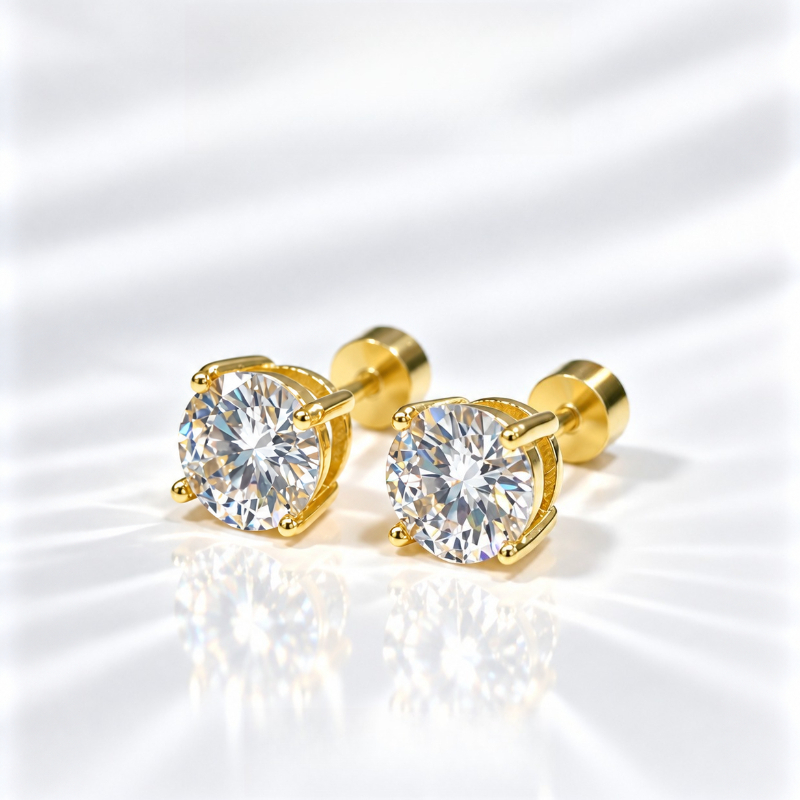 Unisex 925 Silver Moissanite Stud Earrings, Versatile Style