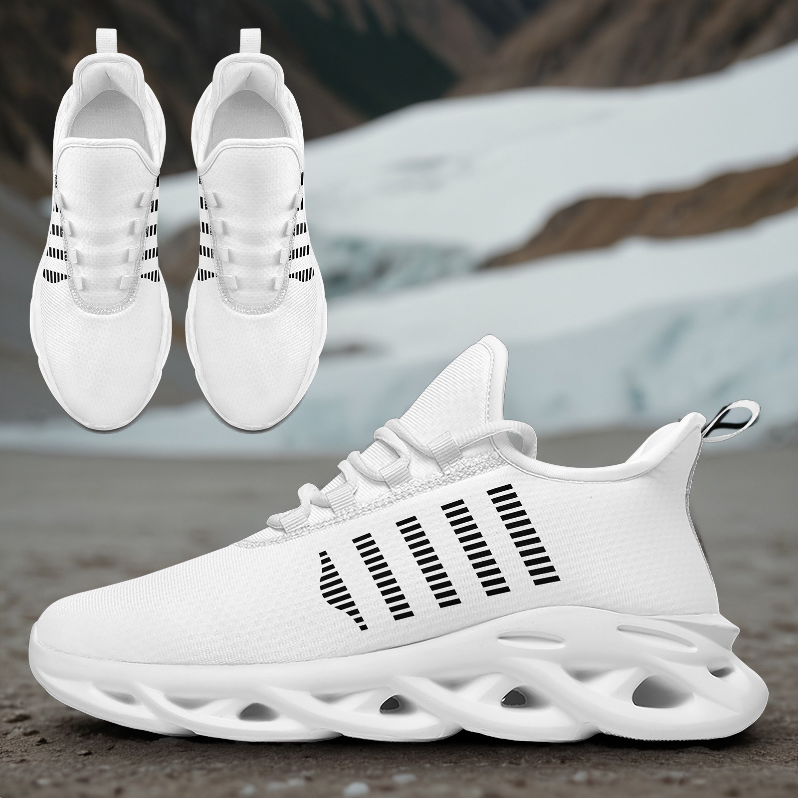 Men's Black Minimalist Lace-Up Walking Sneakers
