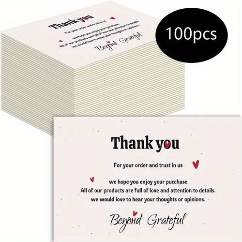 100pcs exquisite thank you cards english text suitable for business online retail stores use