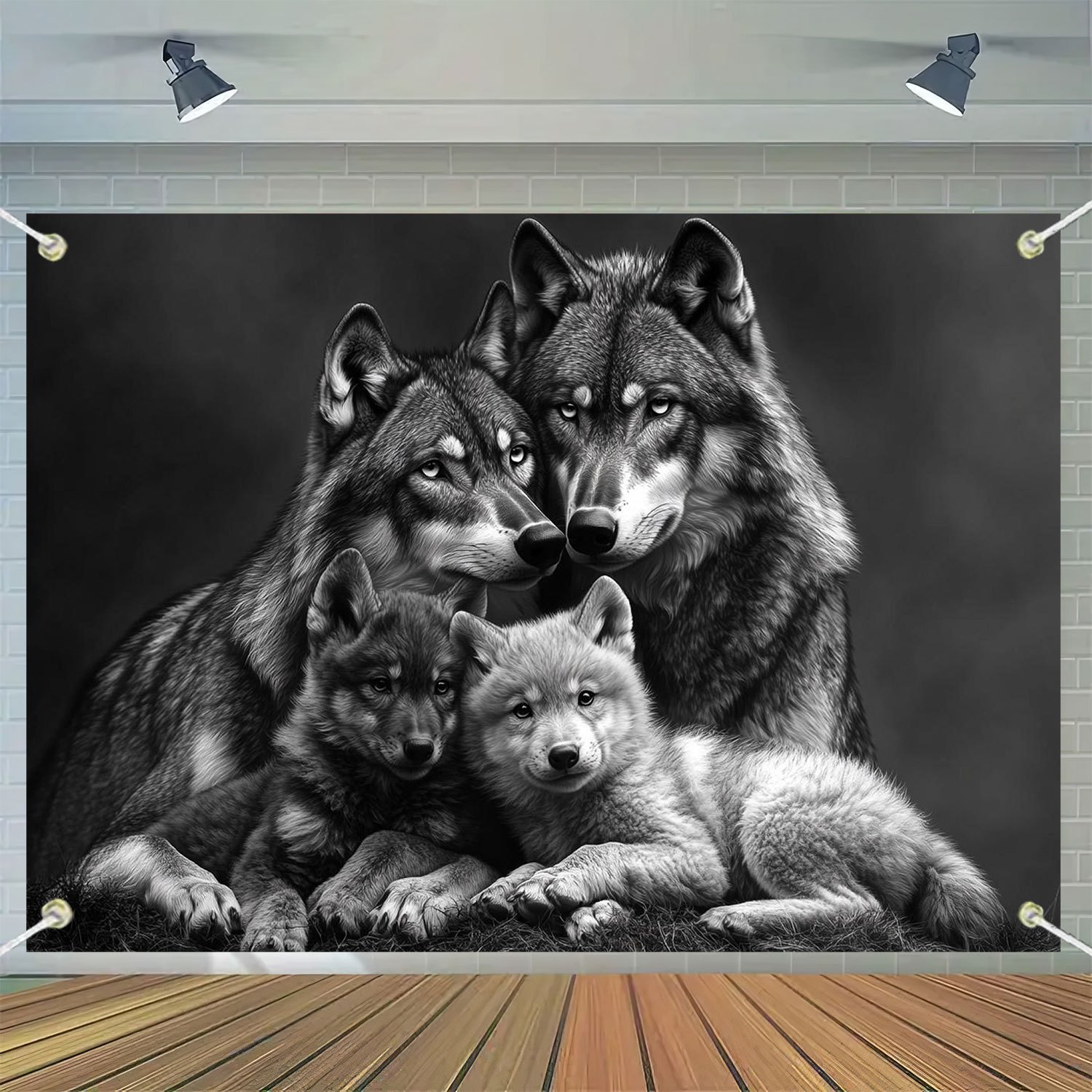 Wolf-familien-wandteppich Für Innen- Und Außendekoration_voghion.com