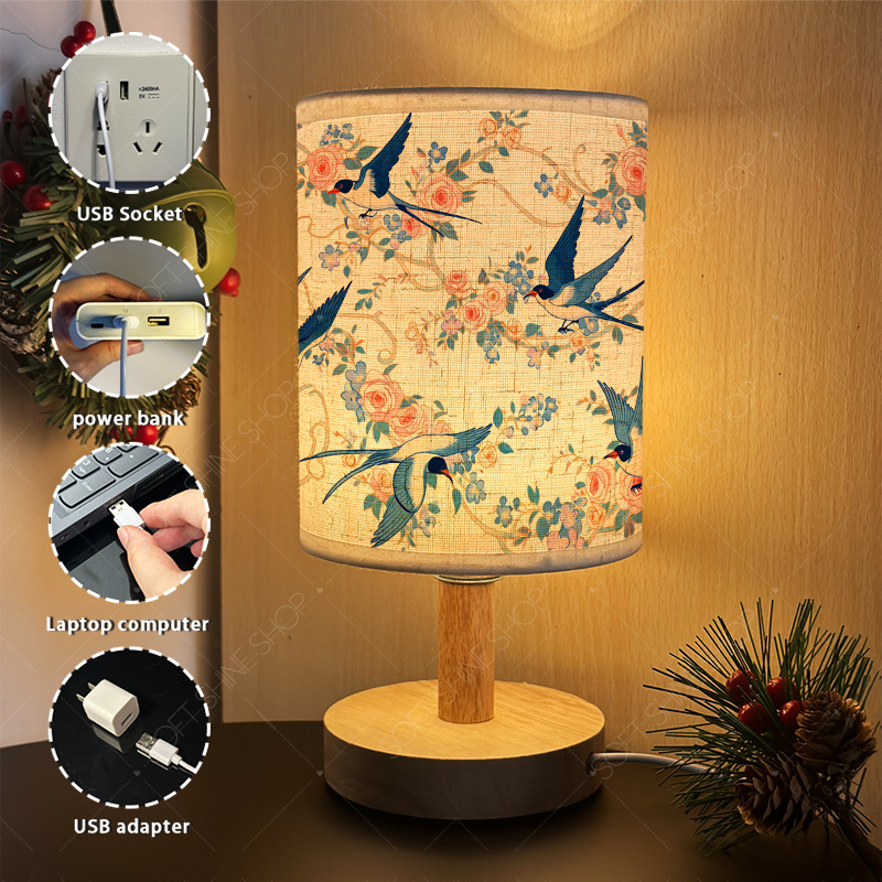 LED Fabric Desk Lamp Powered by USB, Nightstand Accent Light
