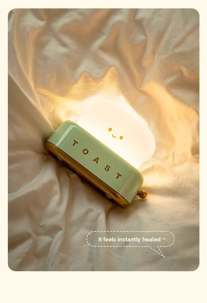 cute bread machine night light with adjustable brightness usb rechargeable led toast light modern   for bedroom bedside timer sleep aid perfect gift for home decor bedside lamp   design durable plastic Product details 9