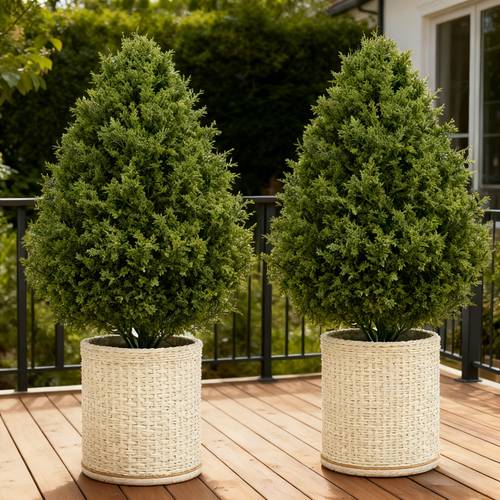 2pcs set of simulated pine and plants suitable for indoor and outdoor potted decoration plastic artificial flowers used for weddings courtyards and are versatile throughout the year low maintenance artificial are s