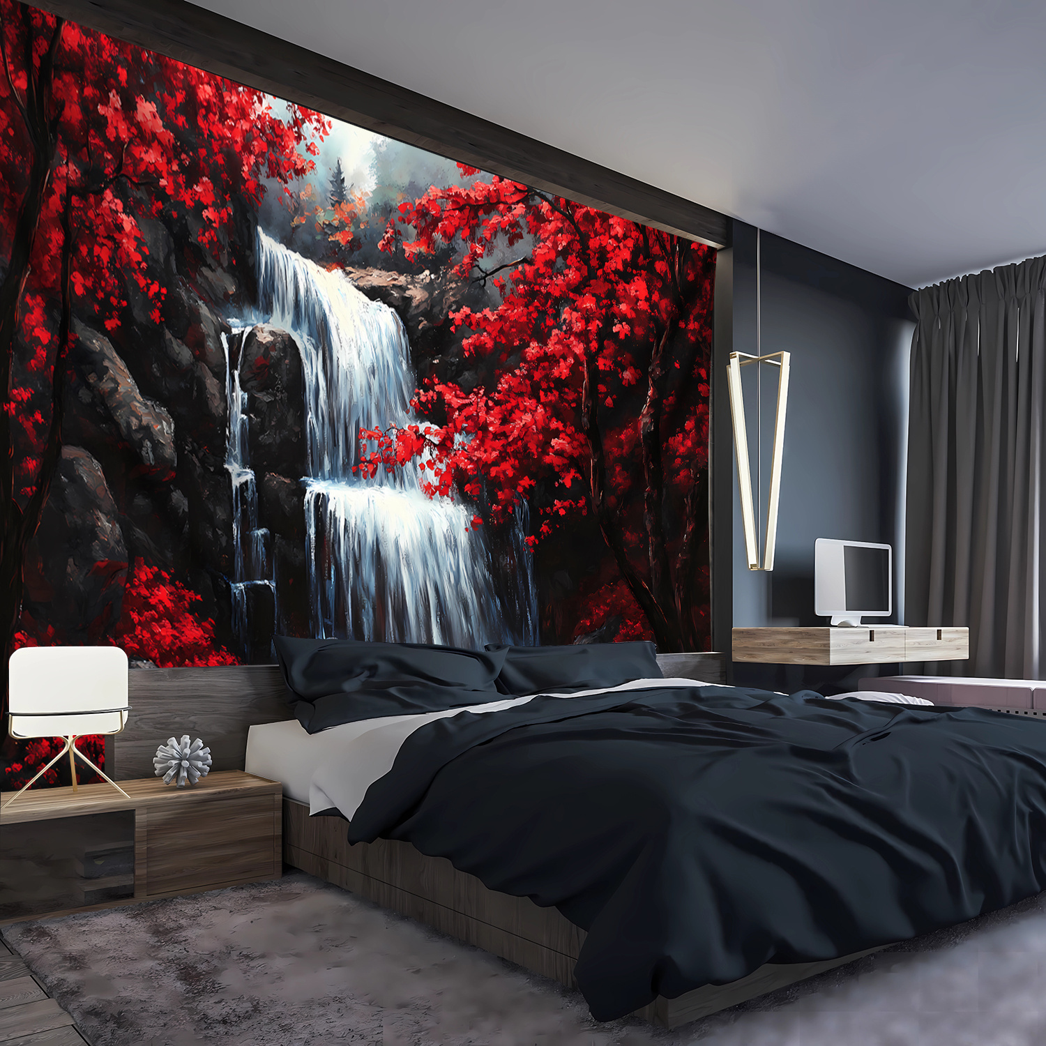 TEMU 1pc- Ultra Large Size- Waterfall Landscape Photo Huge Digital Printing Tapestry, Aesthetic High-definition Printing Polyester- For Living Room