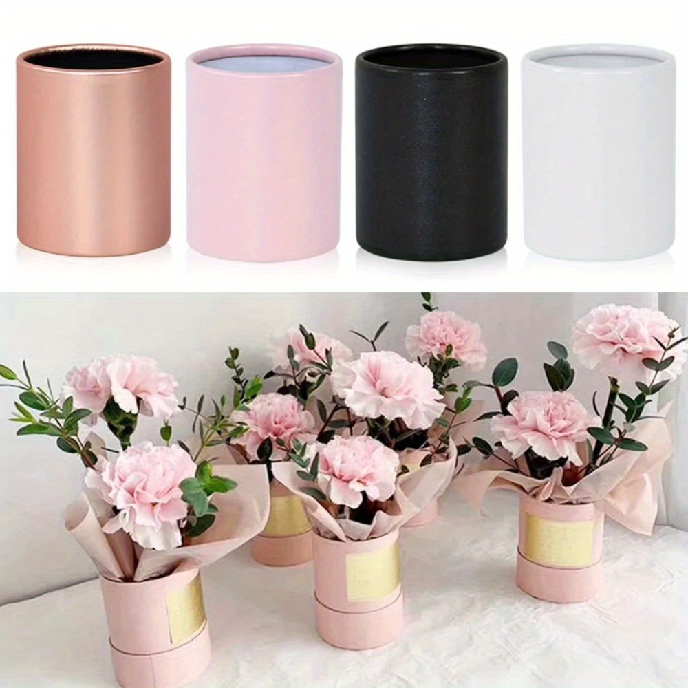 

4pcs Mini Flower Box Portable Round Bucket Boxes Wedding Party Table Decoration Diy Gift Packaging Valentine's Day