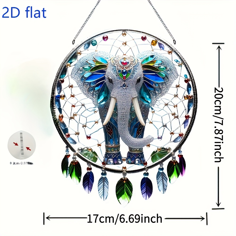 TEMU 2d Flat Acrylic, 1pc Colored Elephant Sun Catcher, Window Hanging, Holiday Gift, Spring Decoration, Wreath Badge, Women's Gift, Gift For Wife,