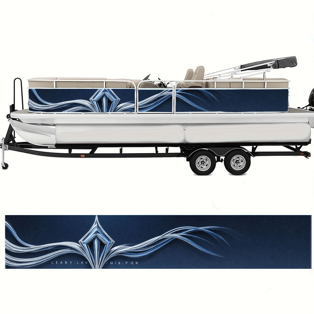 2pcs 2D Blue Abstract Geometric Boat Decals