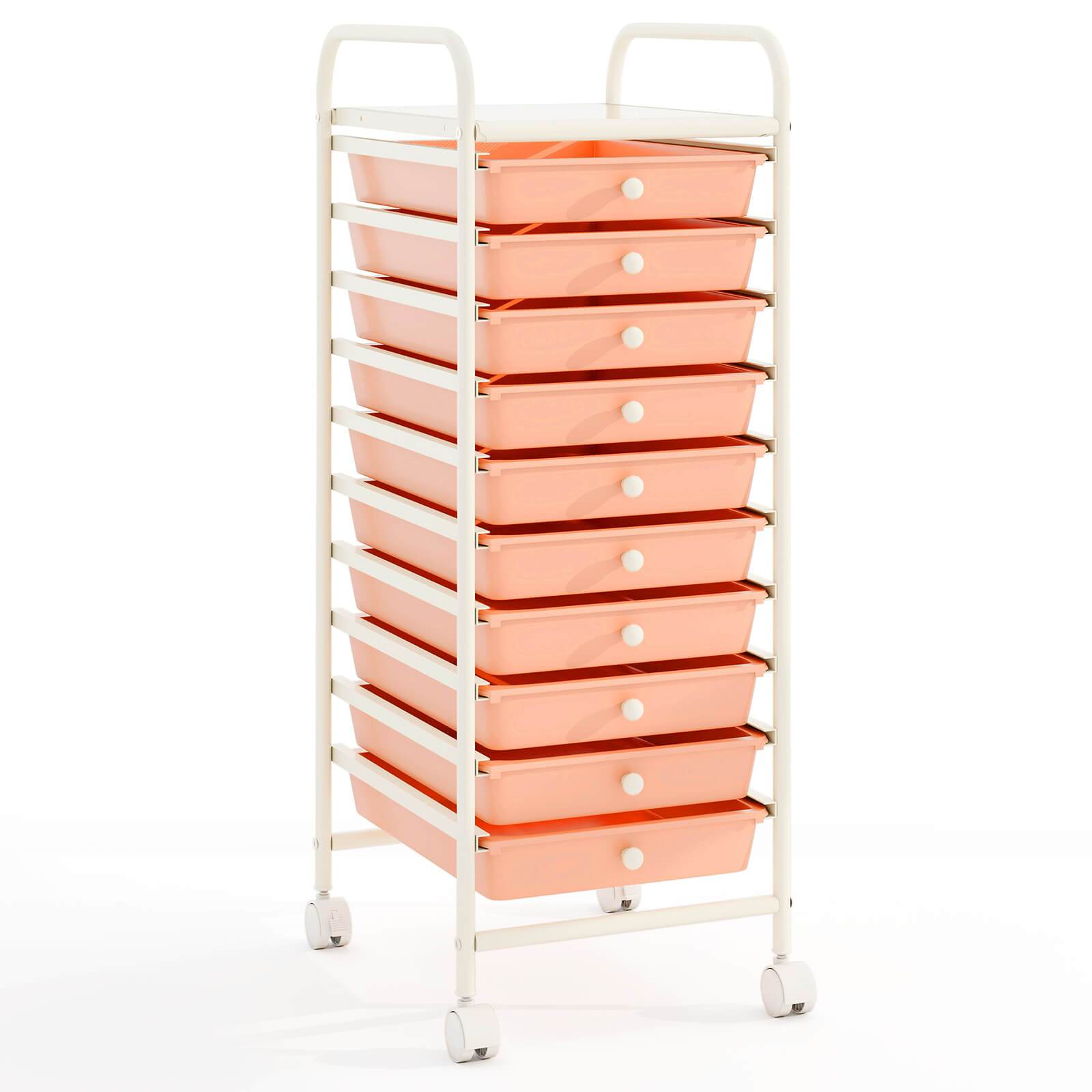TEMU HOMASIS Chariot de Rangement Roulant à 10 Tiroirs pour Scrapbooking, Bureau, École, Organisateur, Couleur Rose