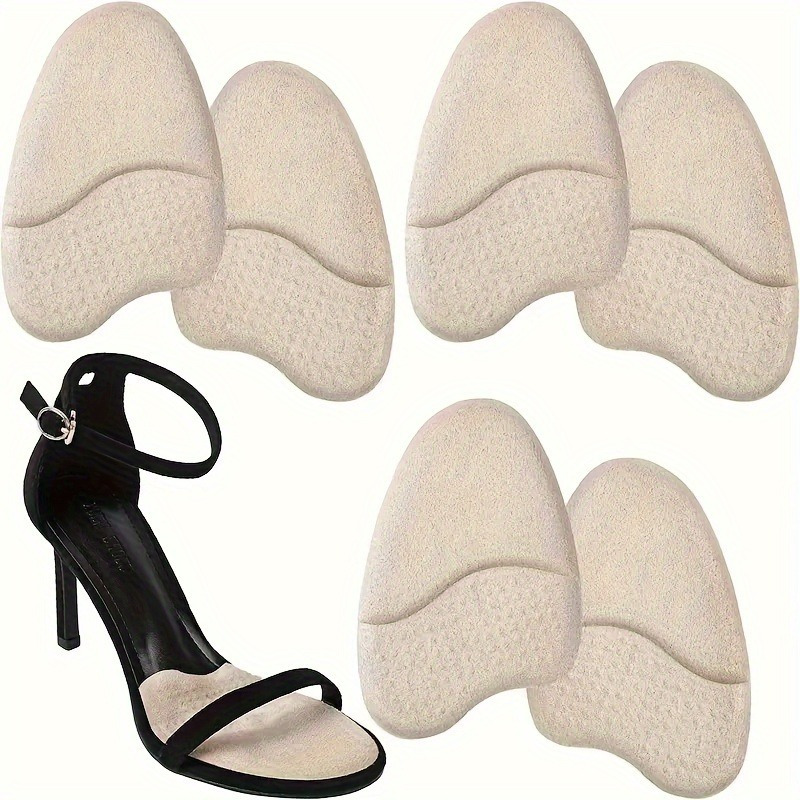 

6pcs Women's High Heel Forefoot Cushions - Anti-slip Silicone Insoles With Adhesive, Pads For Sandals & Shoes - White, Apricot, Black