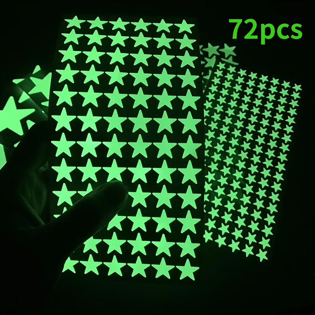 TEMU 72 piezas de pegatinas de pared y techo con estrellas, calcomanías brillantes, de pared en , decoración del hogar