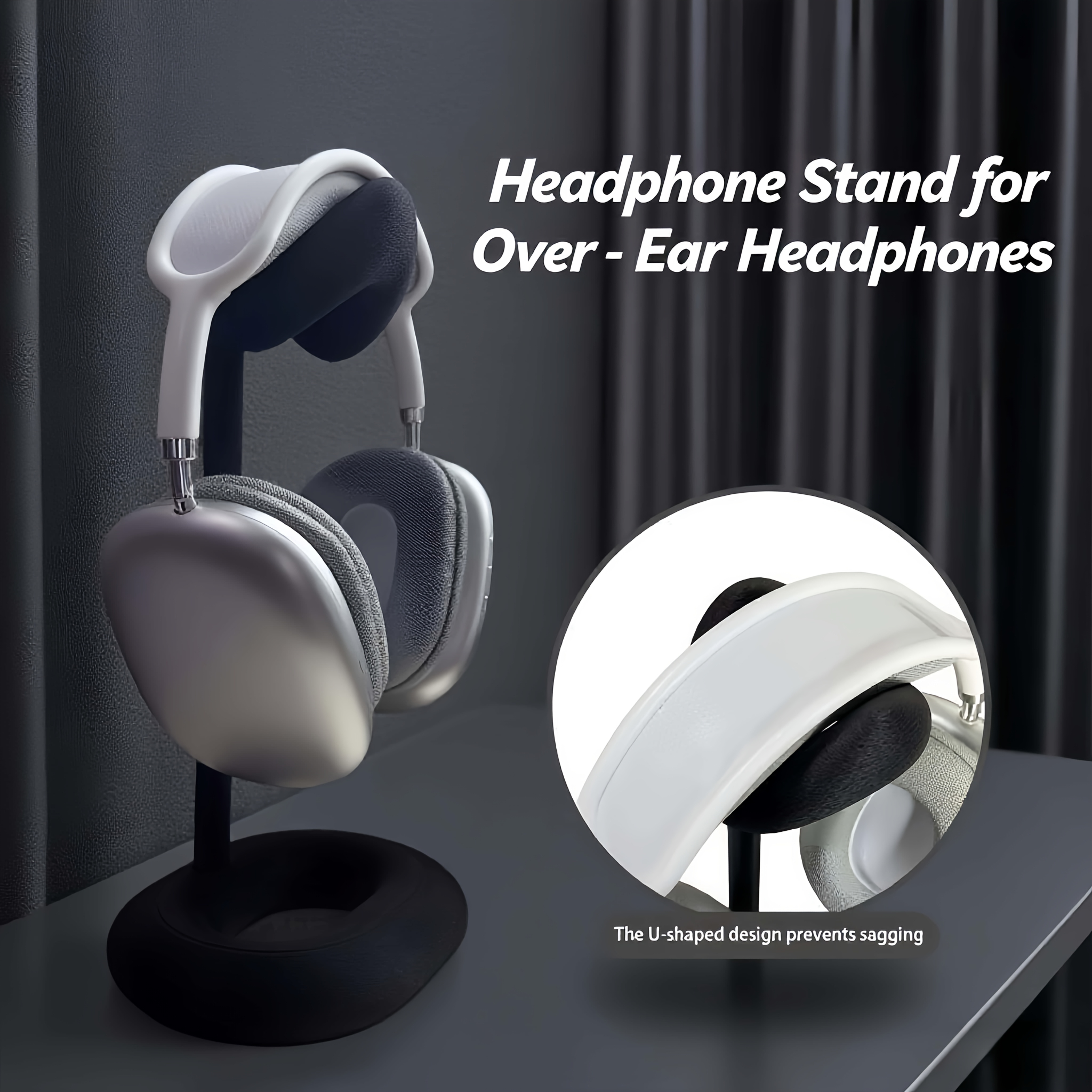 1pc headset stand made of resin orange white black multi functional desktop holder compatible with all headphones detachable display rack for students dorms office desks computer tables storage rack for gaming headsets a perfect gift for Product details 0