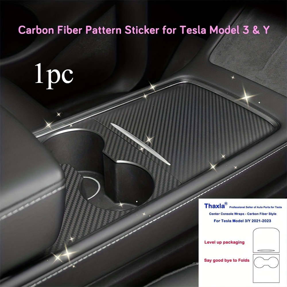TEMU 1pc Center Console Cover Suitable For Model 3 And (2021) Sticker Protectors With Matte Carbon Fiber Pattern/wood Grain. An Automotive Accessory