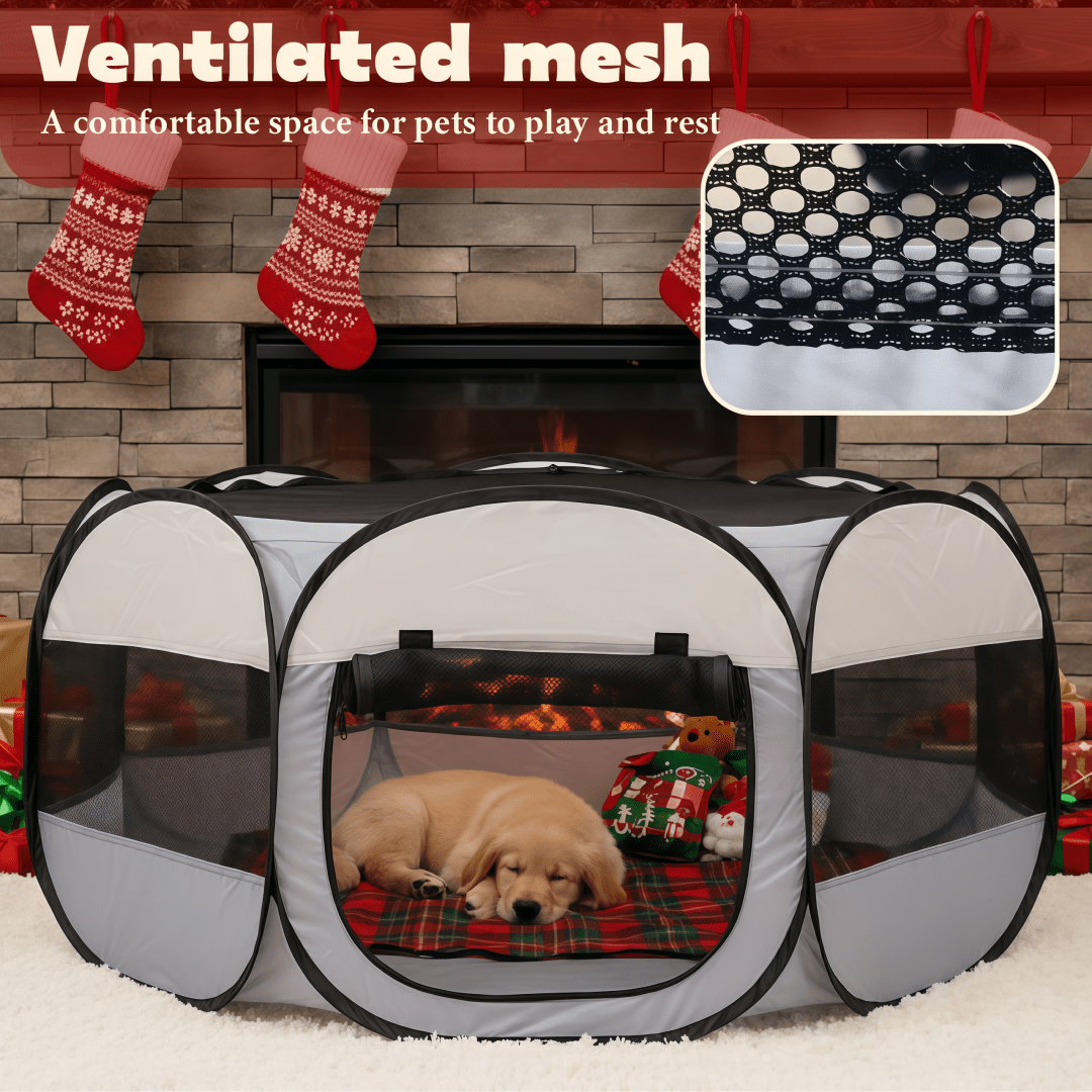 Hexagonal Pet Cage with Breathable Mesh for Cats and Small Dogs