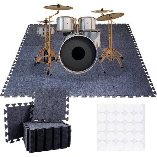 20pcs thick sound absorbing interlocking floor mats 11 8 x 11 8 x 0 32 inches high density piano carpet drum rug non slip soundproof pads acoustic blankets for music studio grey